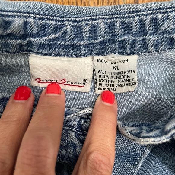 Bobbie Brooks Vintage Denim Shirt Red Birds Cardinal Fall Size XL - Picture 4 of 9